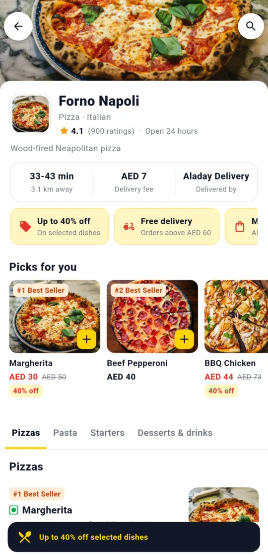Restaurant page